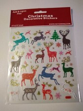 Crafts Stickers Christmas Reindeer Colorful Glitter Patterns Antlers Tree Flakes