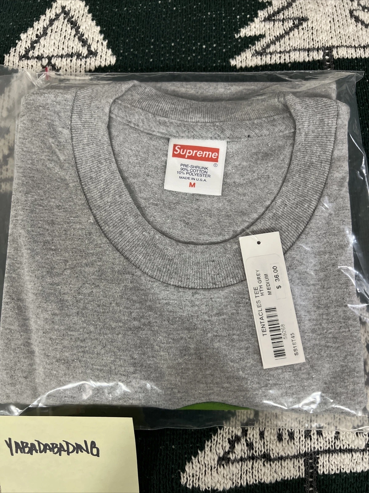 T shirt Supreme Tentacles taille moyenne neuf étiquettes t shirt gris bruyère SS18 gris