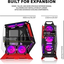 KEDIERS PC Case Red ATX Mid Tower Tempered Glass Gaming Computer 3