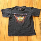 Vtg Harley Davidson Flames Lightning Shirt Kids 6 8 Small Boys Black Motorcycle