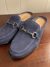 Vionic Salie Mules SIZE 6 Blue Nubuck Suede Orthotic Slip-On Comfort Loafer EUC