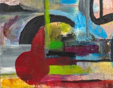 Vintage 1980's Abstract Expressionist Painting, Balance, by CJG, 11" x 14"