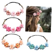 4 Pack Bohemian Flower Crowns - Adjustable Floral Headbands for Women,