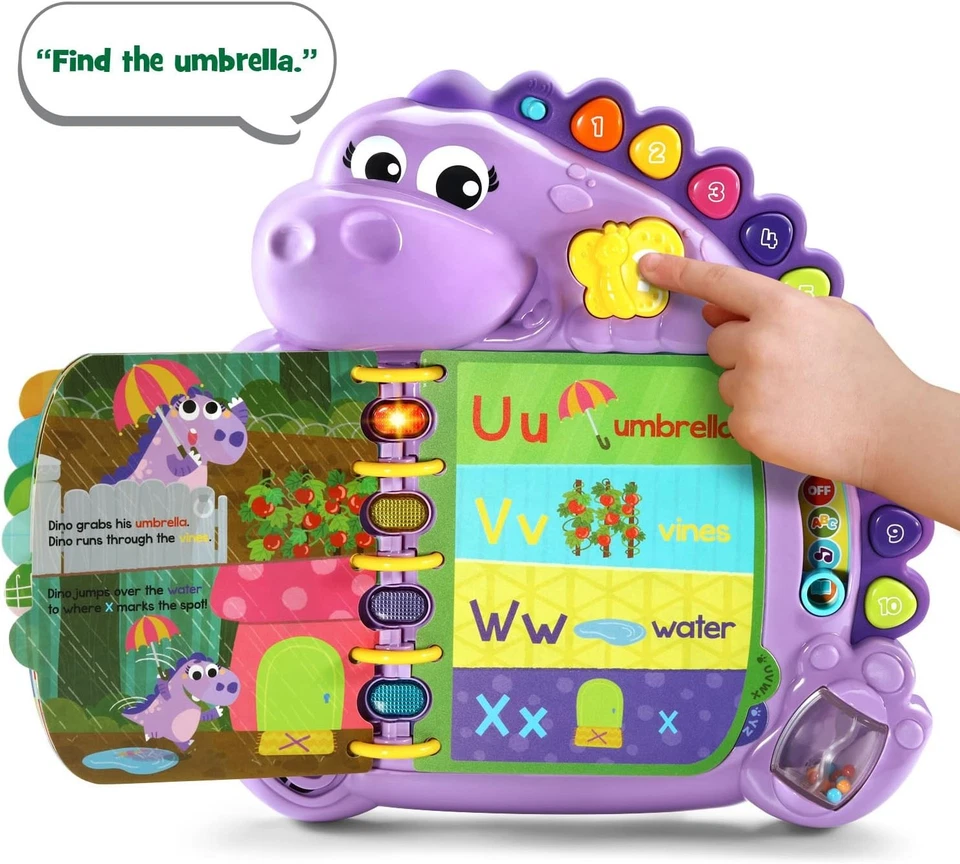 LeapFrog Dino's Delightful Day Alphabet Book, Purple  - Image 3 of 4