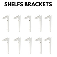 Set of 5 White Shelf Brackets 18cm x 18cm Strong Wall Mounted Support for Shelve