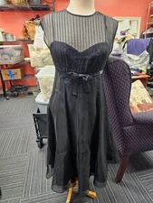 rickie freeman teri jon dress vintage black cocktail fit and flare