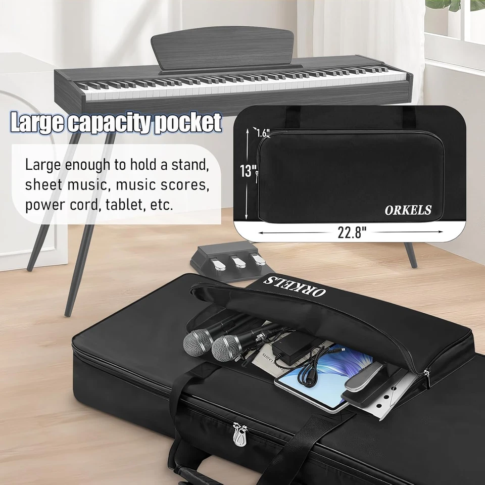 76-Key Keyboard Case, Full 10Mm Padded Electric Piano Keyboard Gig Bag Backpack, - Image 3 of 4