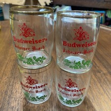 4 Vintage Budweiser Anheuser-Busch Logo 4oz Taster Sampler Glass 3 1/8" Tall