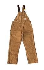 Carhartt Bib Overalls Men 42x32 R41 BRN Quilt Lined Zip To Thigh Canvas Workwear