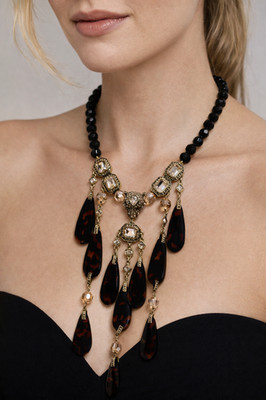 New $250 HEIDI DAUS On the Prowl Crystal Tortoise Panther Necklace