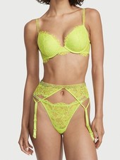 NEW WITH TAG Victoria's Secret Limelight Shine Strap Lace Garter Belt Size M/L