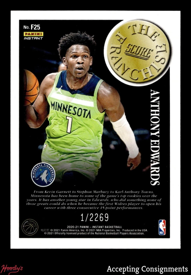 2020-21 Panini Instant Score The Franchise Anthony Edwards RC ROOKIE PR/2269* - Image 2 of 2