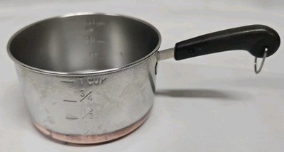 Vintage REVERE WARE Copper Clad Bottom 1-Cup Measuring Cup / Butter Warmer 1801