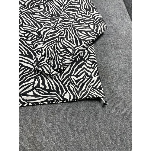 Champion Women's Windbreaker Half Zip Hoodie White Black Abstract Zebra Size L - Picture 11 of 15