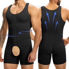 Men Full Body Shaper Compression Bodysuit Shapewear Tummy Control Underwear Gym