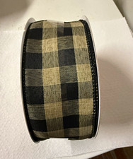 Celebrate It Christmas Wire-Edged Ribbon Spool Black/Beige 2 1/2" x 75 ft
