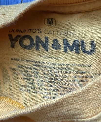 T-Shirt Yon & Mu Katze Tagebuch Gr. M gelb Anime japanische Grafik Junji Ito lustig - Bild 5 von 7