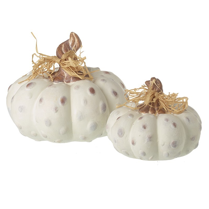 Autumn Homeware Two White Ceramic Pumpkin Halloween Decorations Home Decor