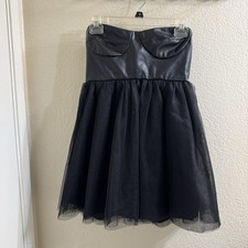 FOREVER 21 Y2K vintage Black Tutu Party Dress Jr M Strapless padded satin & lace