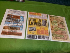 UK Concert POSTER Lot of 3 NEW! Jerry Lee Lewis BILLY FURY Roy Orbison