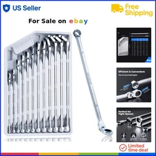 12PCS Metric Double Box End Wrench Set CR-V Steel Flex & Fixed Offset