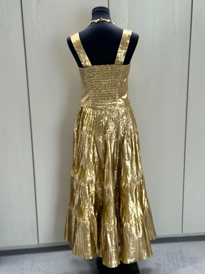 Vintage Goldplissee Zweiteiler der 70er-80er Jahre - atemberaubend-funkelnd TOP! - Bild 3 von 4