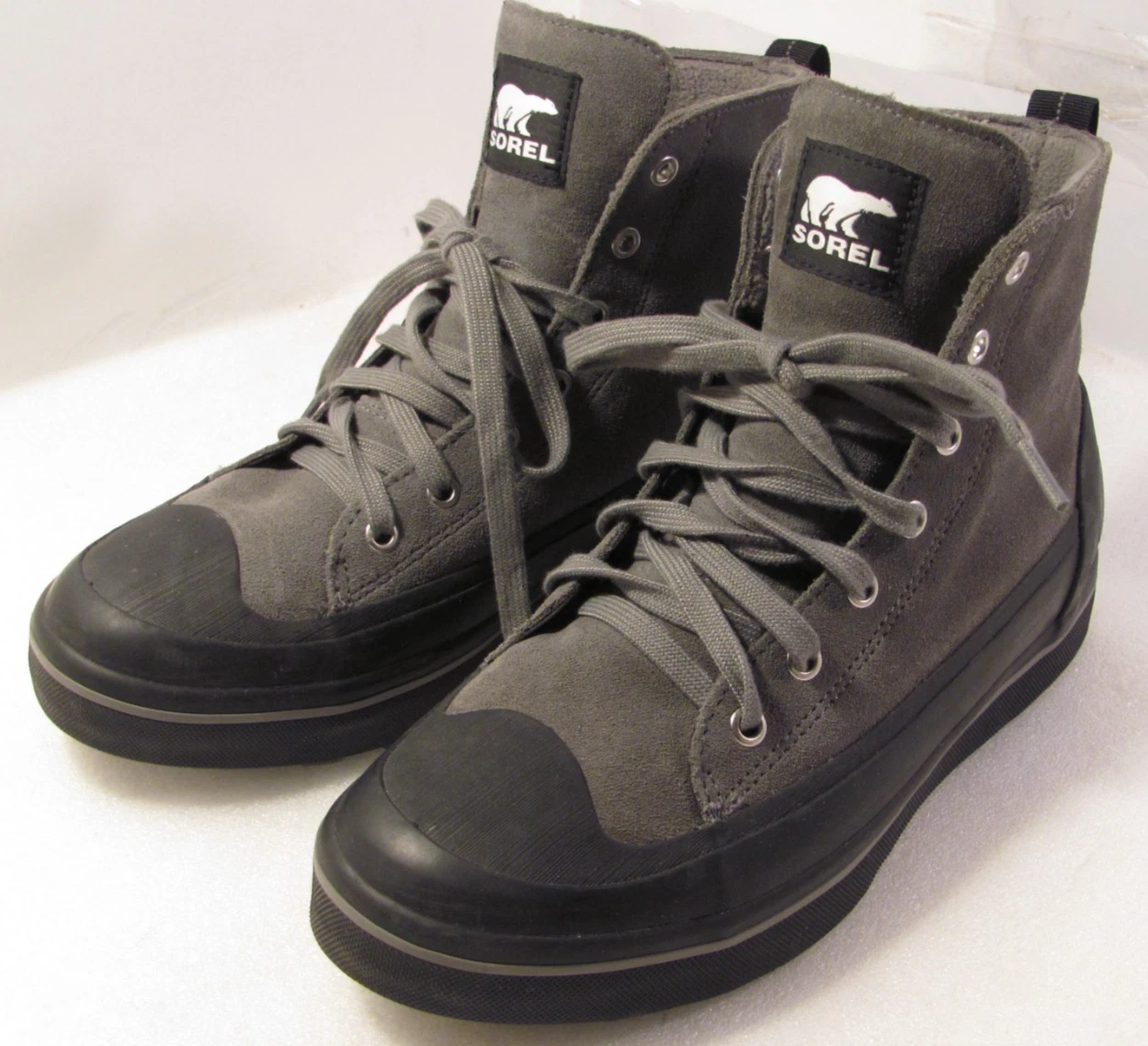 Sorel Waterproof Ankle Boots Mens 8.5 Gray Black Cheyanne Metro Sneak Lace Up
