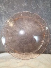 Jeannette Cherry Blossom Pink Depression glass cake plate.