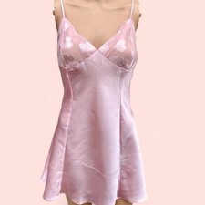 Vintage 90s Y2K Pink Heart Fredericks Of Hollywood Slip Size M