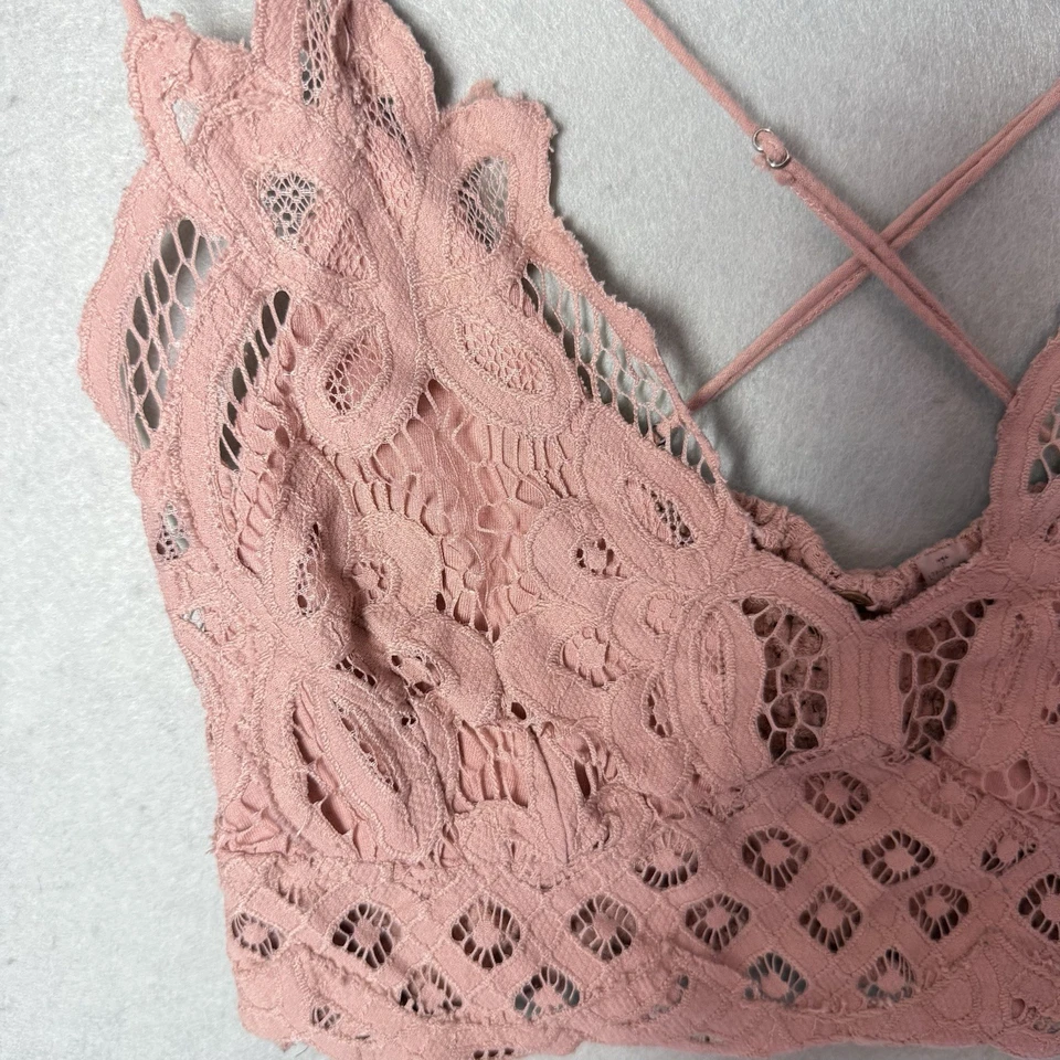 Free People Lace Bralette FP One Adela Light Pink Womens Size L - Image 3 of 4