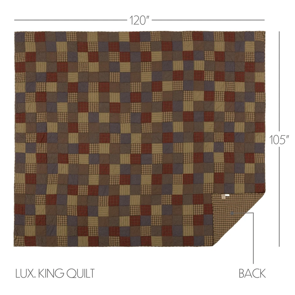 Rustic Luxury King Quilt Green Patchwork Cedar Ridge Bedroom Decor VHC Brands - Image 3 of 4