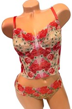 Victoria's Secret Dream Angels Floral Corset Bra 36D  Cheekini Panty Size M Set