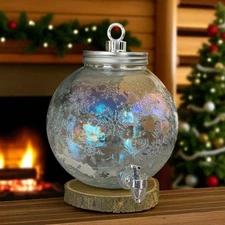 Winter Wonder Lane 1.5 Gal Glass Christmas Ornament Drink Dispenser Iridescent