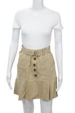 ALC Women A-Line Flare Beige Linen Skirt Short Size 6