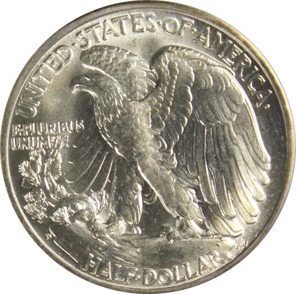 Medio dólar Walking Liberty 1944-D MS64, grabado a mano, CAC, PCGS 11469688 Foto 2 de 4