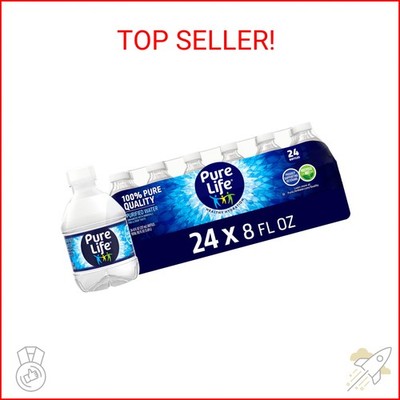 Pure Life Purified Water Bottles, 24 Pack - Still Bottled Water Enhanced with Mi