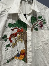 Disney VTG Embroidered Winnie the Pooh Button Down Shirt Sz L EUC See descripti