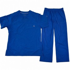 Wink W123 Women's Scrub Set Royal Blue V-Neck Top Straight Leg Pants Medium