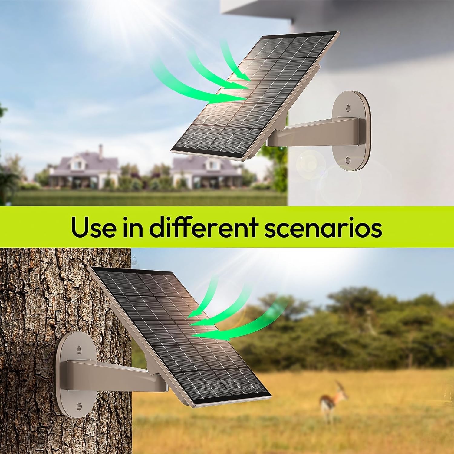 High-Capacity Solar Panel with Built-in Battery - Perfect for Security Cameras