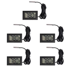 HiLetgo 5pcs Digital LCD Thermometer Temperature Fridge Black 