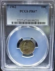 1962 P 10C Roosevelt Dime 90% Silver Coin PCGS PR67