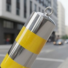 Paletto Dissuasore in Acciaio Inox Alta Visibilità per Strada