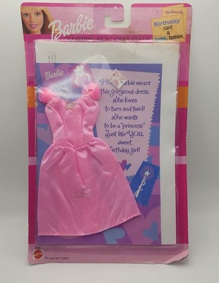 Barbie Fashion Fun Birthday Greeting Card 2002 68799 Pink Dress Outfit Brand New