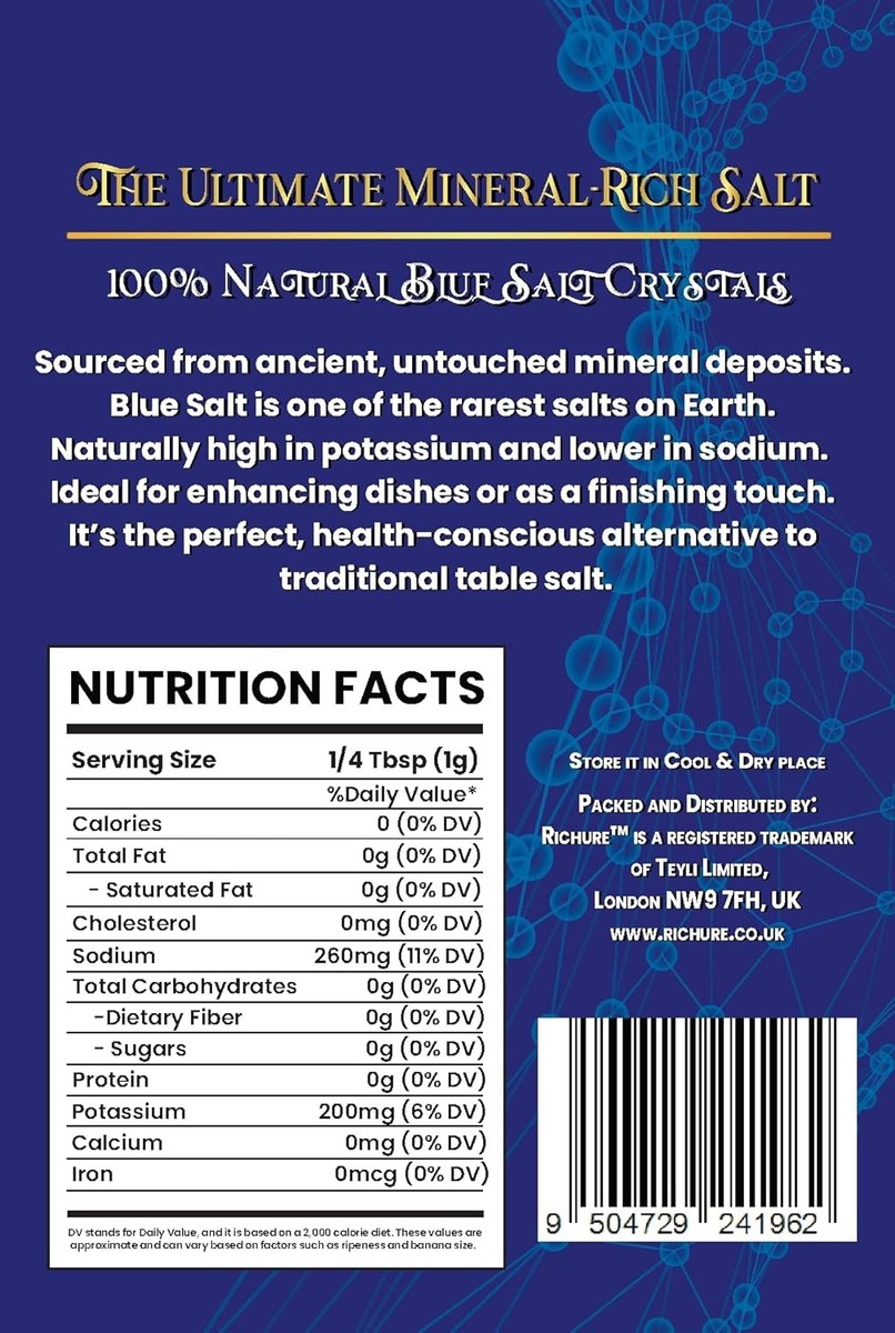 BLUE SALT Ancient Blue Salt – Rare Mineral Treasure | High 3.52 Ounce (Pack