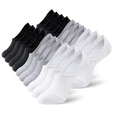 MONFOOT Men's/Women's 10 Pairs Invisible No Show Non slip Socks, Multipack