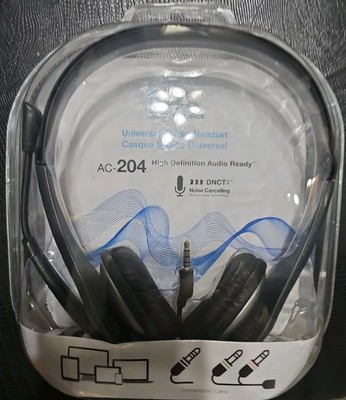 Cyber Acoustics Stereo Headset with HD Microphone 3.5mm Wired Headphones Black
