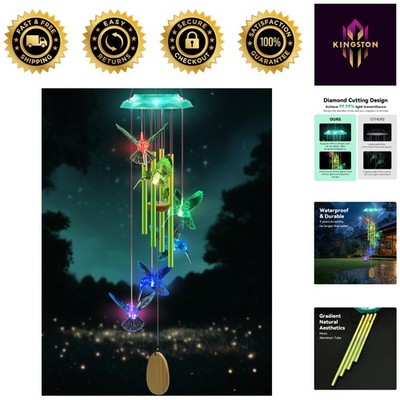 Enchanting 37  Solar Wind Chimes with Color-Changing Hummingbird   Perfect Gift