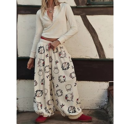 Free People Intimately Holibabe PJ Set Rose Embroidered Floral Printed XS 286495