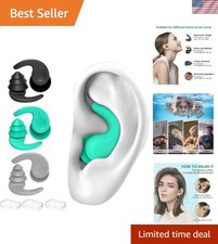 Multicolored Silicone Swim Earplugs: 3 Pairs for Adults Teens, Secure Fit