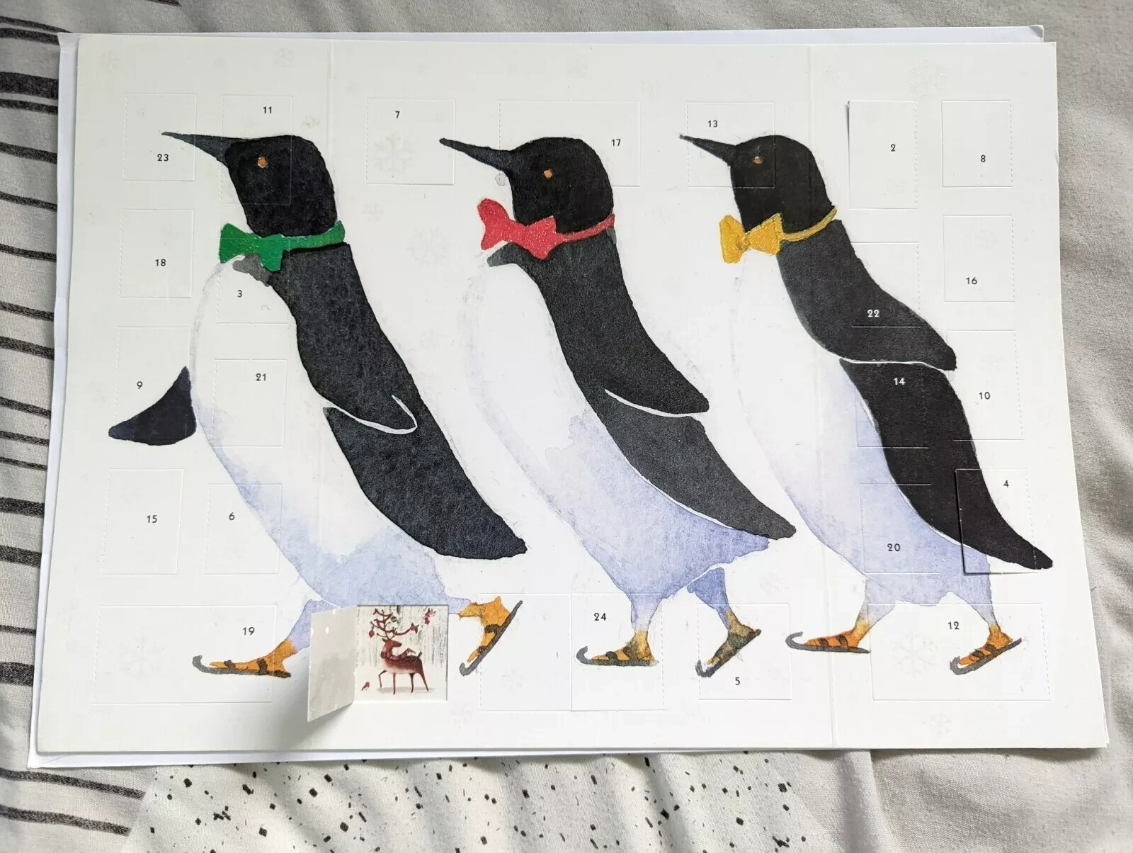 Advent Calendar Three Penguin Caltime 245x350mm Glitter varnished with envelope